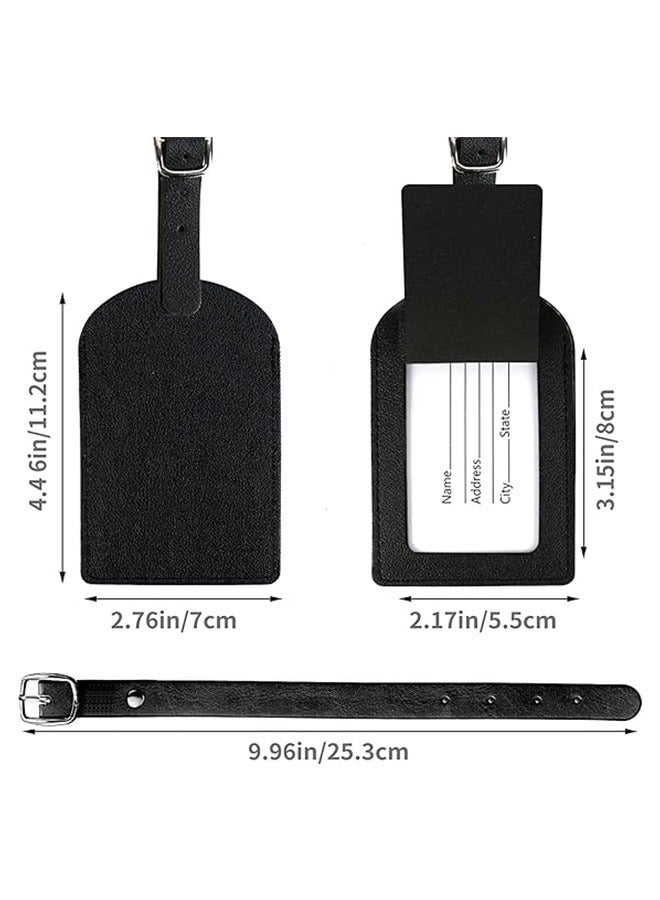 GMORO Luggage Tags,5 Pack Leather Luggage Tag Identifiers Travel Tags Luggage ID Tags with Full Back Privacy Cover for Women Men - Image 2