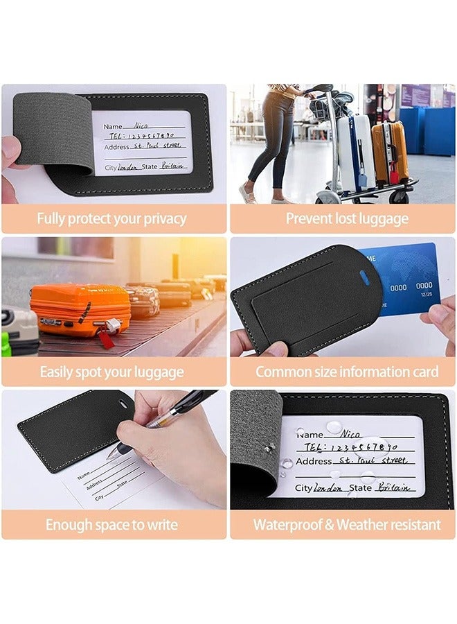 GMORO Luggage Tags,5 Pack Leather Luggage Tag Identifiers Travel Tags Luggage ID Tags with Full Back Privacy Cover for Women Men - Image 5
