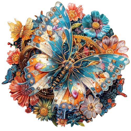SECOGM Wooden Jigsaw Puzzles for Adults Mechanical Butterfly Wood Puzzles Adults Unique Animal Shape Wooden Puzzles for Adults Birthday Gifts for Puzzle Lovers Family 133 133in300 Pieces - Image 1