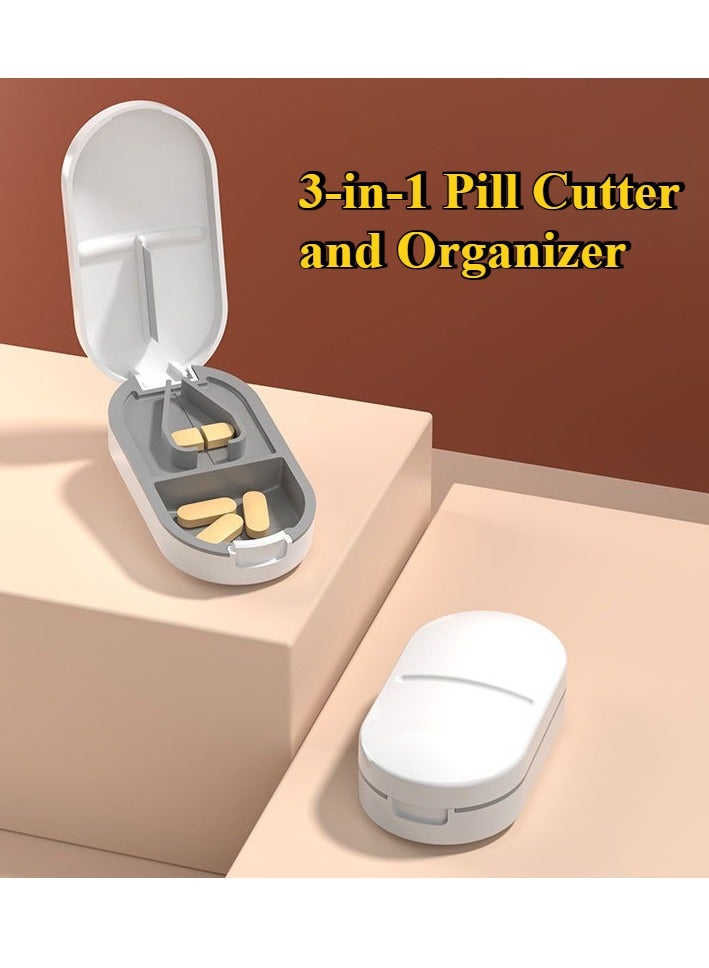 3-in-1 Pill Cutter and Organizer | Easily Split Tablets into Halves | Compact Medicine Box for Cutting, Storing & Carrying Pills - Image 1