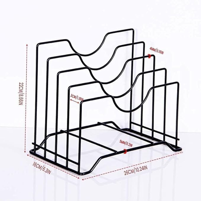 GNOLY GNOLY Heavy Duty Frying Pan Rack Organizer for Kitchen 4 Tier Pan Rack Holder Kitchen Plate Dish Shelf Rack Stand Shelves Holder - Image 5