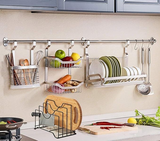 GNOLY GNOLY Heavy Duty Frying Pan Rack Organizer for Kitchen 4 Tier Pan Rack Holder Kitchen Plate Dish Shelf Rack Stand Shelves Holder - Image 4