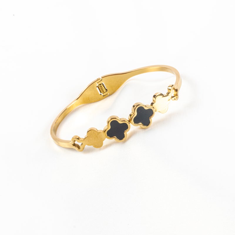 أسورة استناليس ستيل ذهبي شكل زهرة البرسيم - Image 1