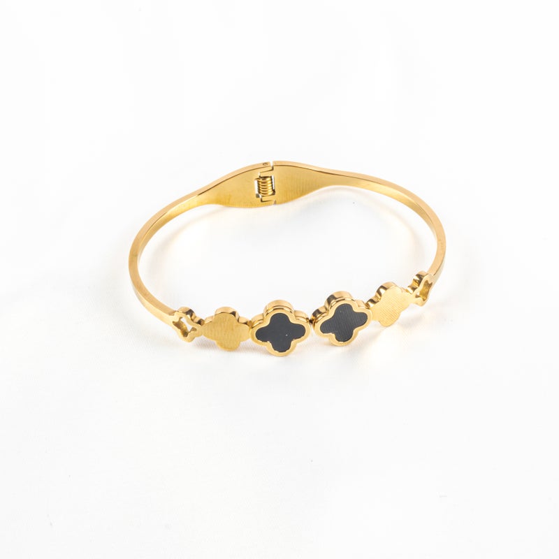 أسورة استناليس ستيل ذهبي شكل زهرة البرسيم - Image 2