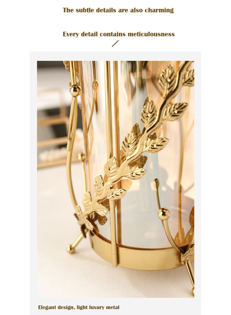 Arabest مزهرية زهور ذهبية مع حامل معدني وديكور هندسي من الزجاج، مزهرية داخلية شفافة من الكريستال، مزهرية كبيرة حديثة مناسبة لتزيين المنزل أو حفل الزفاف أو المكتب - Image 3