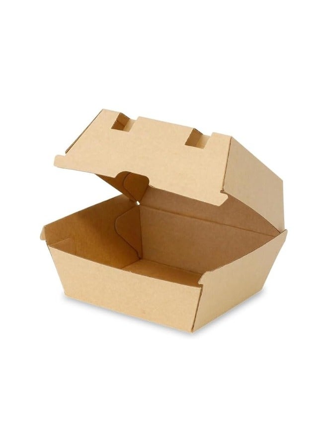 Halapack Kraft Burger Box - Spacious and Sturdy Clamshell Takeaway Food Container, Plastic-Free, Disposable, Fully Compostable, Pack of 6, Dimensions: 11W x L11 x 8H cm - Image 2