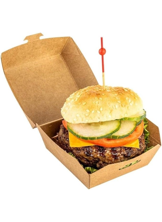 Halapack Kraft Burger Box - Spacious and Sturdy Clamshell Takeaway Food Container, Plastic-Free, Disposable, Fully Compostable, Pack of 6, Dimensions: 11W x L11 x 8H cm - Image 3