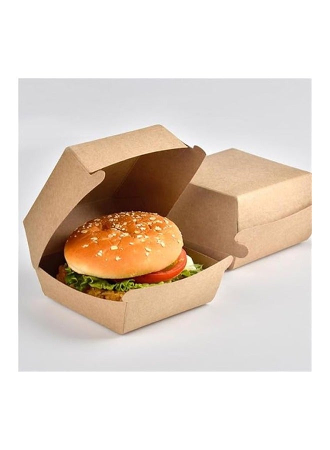 Halapack Kraft Burger Box - Spacious and Sturdy Clamshell Takeaway Food Container, Plastic-Free, Disposable, Fully Compostable, Pack of 6, Dimensions: 11W x L11 x 8H cm - Image 4