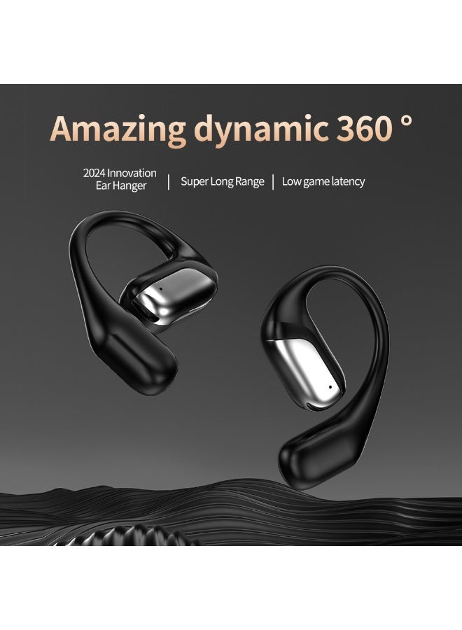 Walpck Open Ear Bluetooth 5.4 Headphones, Wireless Earbuds Sport Over Earphones with Ear Hooks 50H Playtime Ear Buds LED Display Charging Case, Waterproof Design for Running Fitness Walking - Image 2
