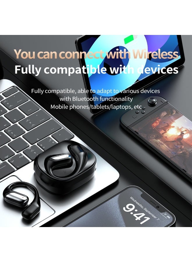 Walpck Open Ear Bluetooth 5.4 Headphones, Wireless Earbuds Sport Over Earphones with Ear Hooks 50H Playtime Ear Buds LED Display Charging Case, Waterproof Design for Running Fitness Walking - Image 3