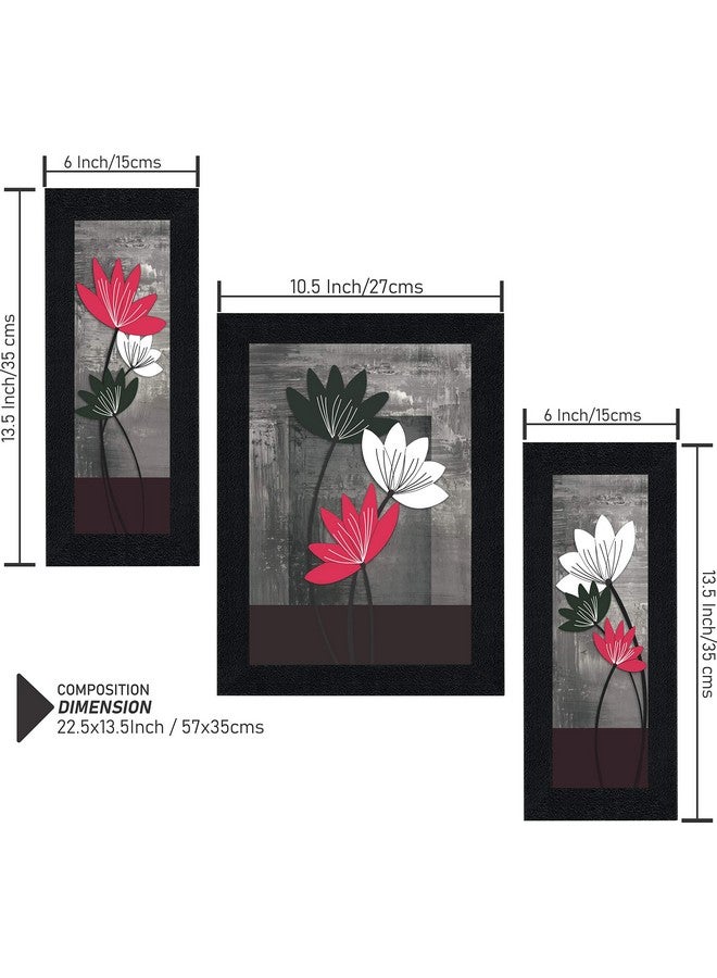 اس اي اف مجموعة لوحات مؤطرة مطبوعة بزهور من مجموعة SAF مكونة من 3 لوحات لتزيين المنزل - مقاس 35 × 2 × 50 سم SANFS71 - Image 3