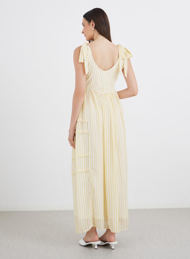 ستايلي فستان ماكسي مخطط دوبي بأكمام ربط ستايلي - Image 5