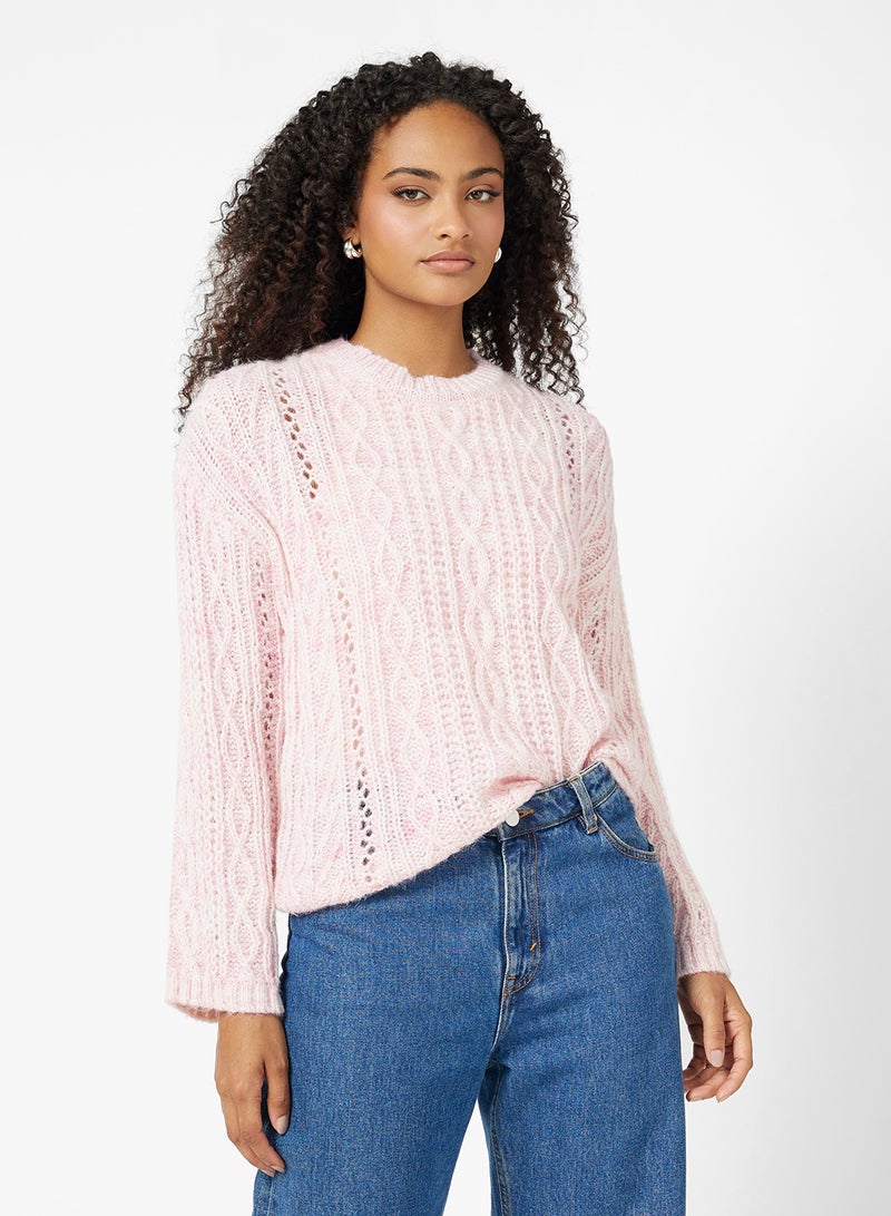 جينجر كنزة صوفية سميكة بنسيج مجدول - Image 1