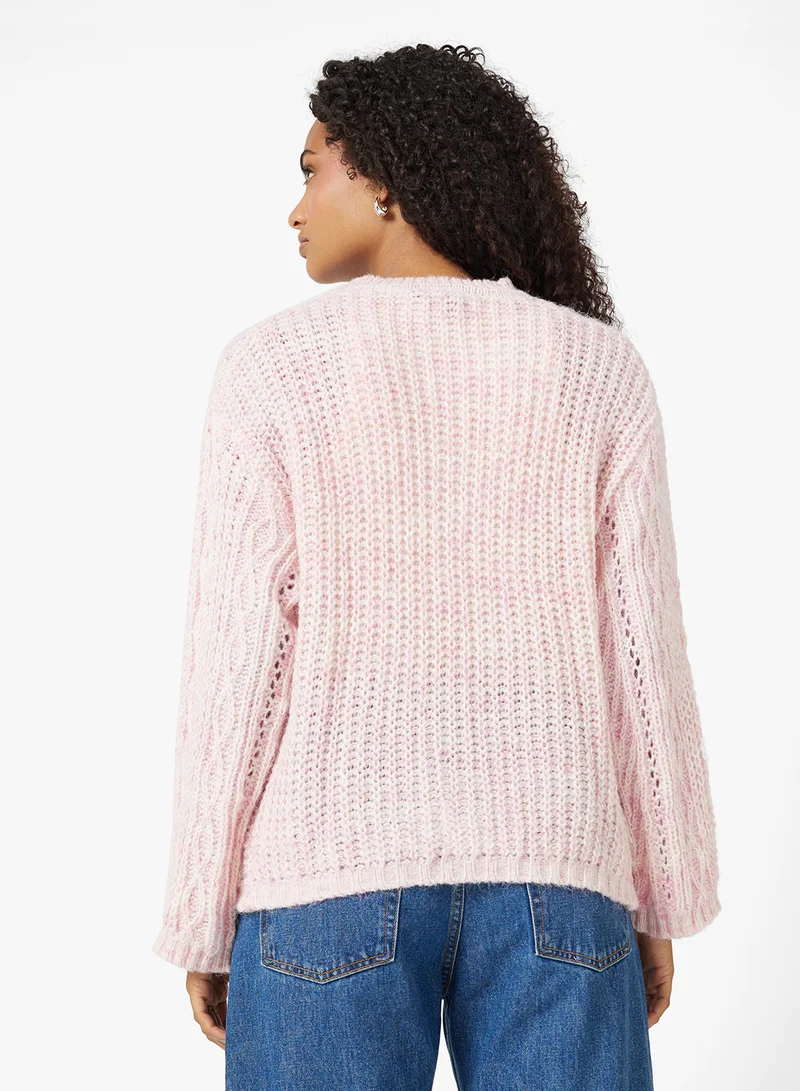 جينجر Chunky Cable Knit Sweater
