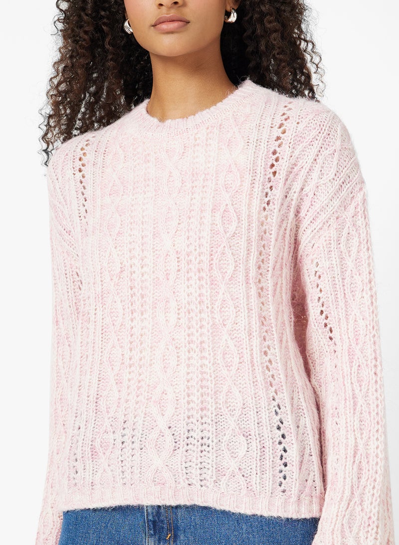 جينجر كنزة صوفية سميكة بنسيج مجدول - Image 3