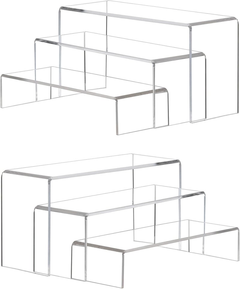 YFEEN 2 Sets Clear Acrylic Display Risers,3 Size Sizes Jewelry Risers Handwork display stand Retail Stand Cupcake and Dessert Stand - Image 1