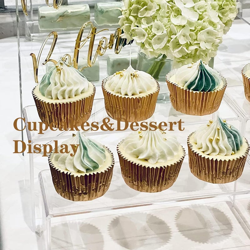 YFEEN 2 Sets Clear Acrylic Display Risers,3 Size Sizes Jewelry Risers Handwork display stand Retail Stand Cupcake and Dessert Stand - Image 4