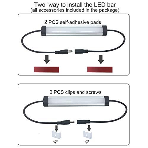 Litever 6 Inches Under Cabinet Light Bar for Small Cabinets, 12VDC, 2.5W, 3000K Warm White,with Mounting Clips, Screws, Self-Adhesive Pads. Compatible LL-008 Series -(2-Pack-3000K) - Image 4