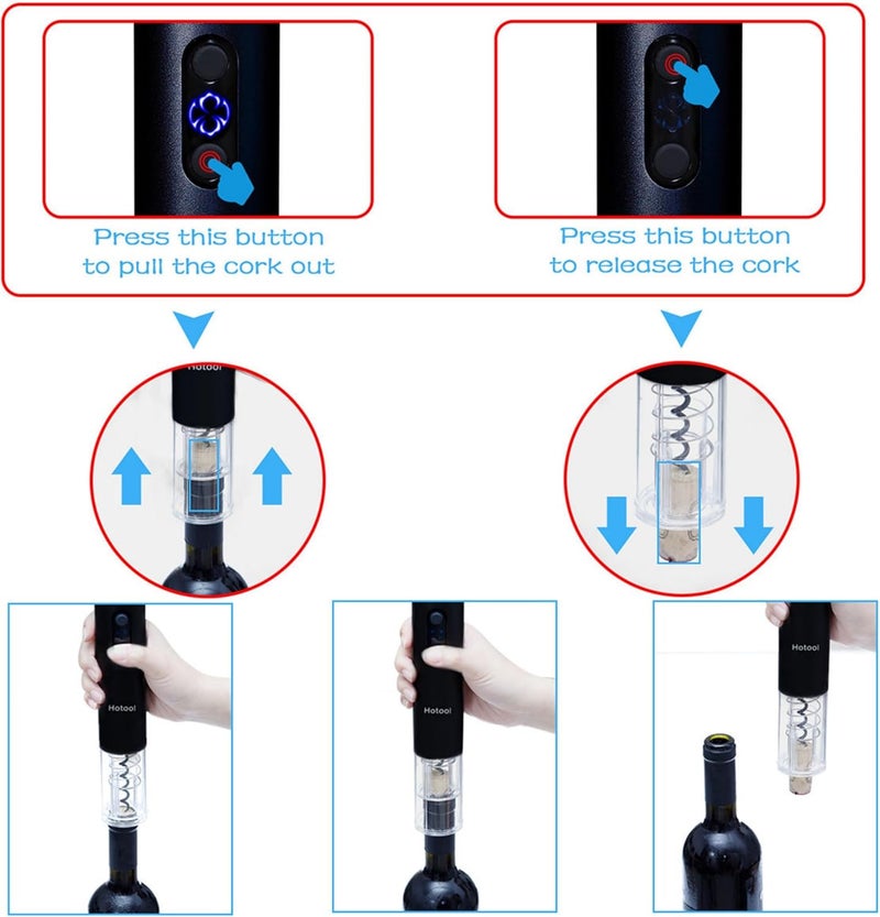 HOWTOOL Electric Wine Bottle Opener Set – Rechargeable Corkscrew with Foil Cutter, Wine Pourer & Vacuum Stopper – One-Touch Automatic Wine Opener Wine Accessories – Perfect Wine Gifts for Wine Lovers - Image 3