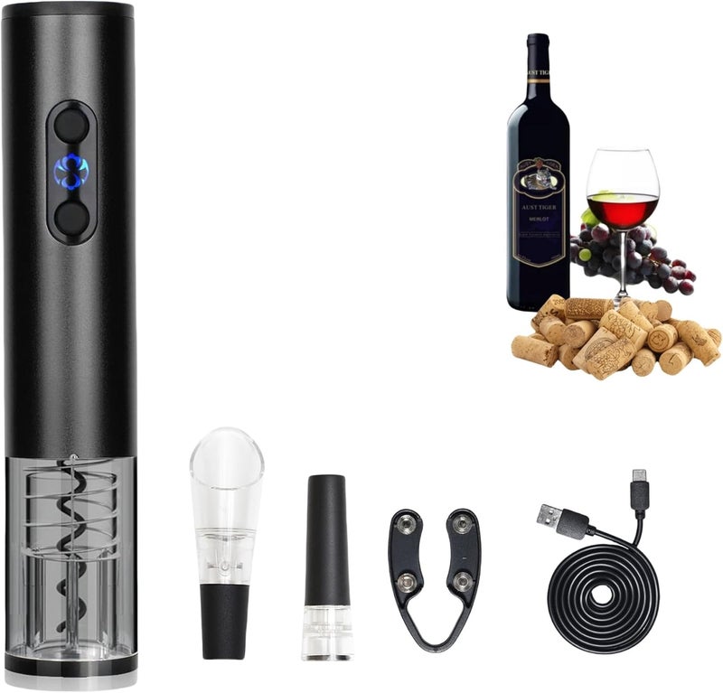 HOWTOOL Electric Wine Bottle Opener Set – Rechargeable Corkscrew with Foil Cutter, Wine Pourer & Vacuum Stopper – One-Touch Automatic Wine Opener Wine Accessories – Perfect Wine Gifts for Wine Lovers - Image 1