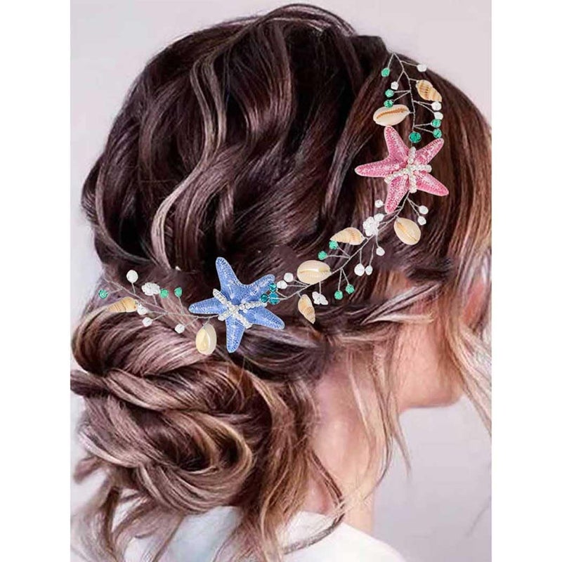 Yean Starfish Hair Vine Seashell Headband Beach Mermaid Hair Accessories for Women - Image 1