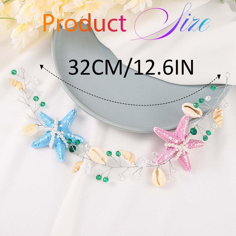 Yean Starfish Hair Vine Seashell Headband Beach Mermaid Hair Accessories for Women - Image 2
