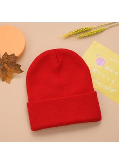 Generic Autumn and Winter embroidered logo acrylic pullover knitted hat large wool hat in stock hat wholesale Bright red 