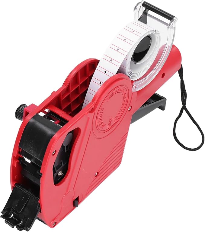 آلة وضع ملصقات الأسعار اليدوية مع علامة سعر بلاستيكية مكونة من 8 أرقام، مثالية لمخزون الملابس بالتجزئة الأحمر - Image 1