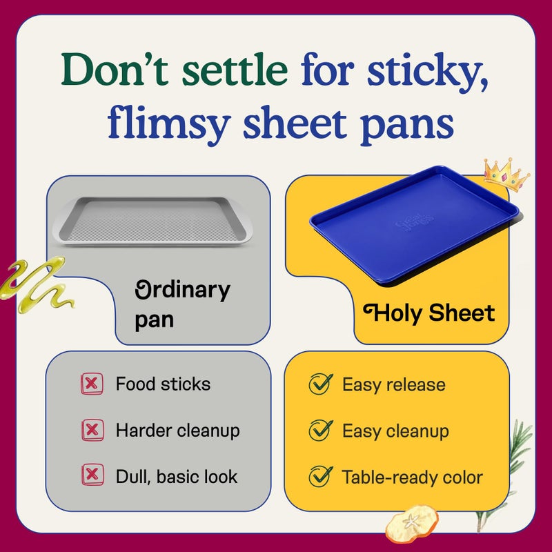 Great Jones Holy Sheet Pan (Blueberry) | Nonstick, Half-Sheet Pan | Aluminized Steel, 18.5" x 13.5" | for Baking, Roasting, & Broiling | Premium Bakeware with Even Heat Distribution | Dishwasher-Safe - Image 5