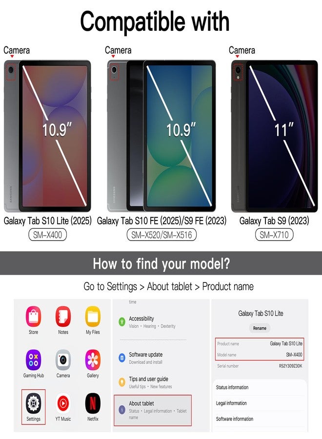 جي تيك جراب JETech الدوار لجهاز سامسونج جالاكسي تاب S10 لايت / S10 FE / S9 FE مقاس 10.9 بوصة / S9 مقاس 11 بوصة مع حامل قلم S Pen، غطاء حماية خلفي شفاف قابل للدوران 360 درجة، خاصية التشغيل/الإيقاف التلقائي (رمادي) - Image 2