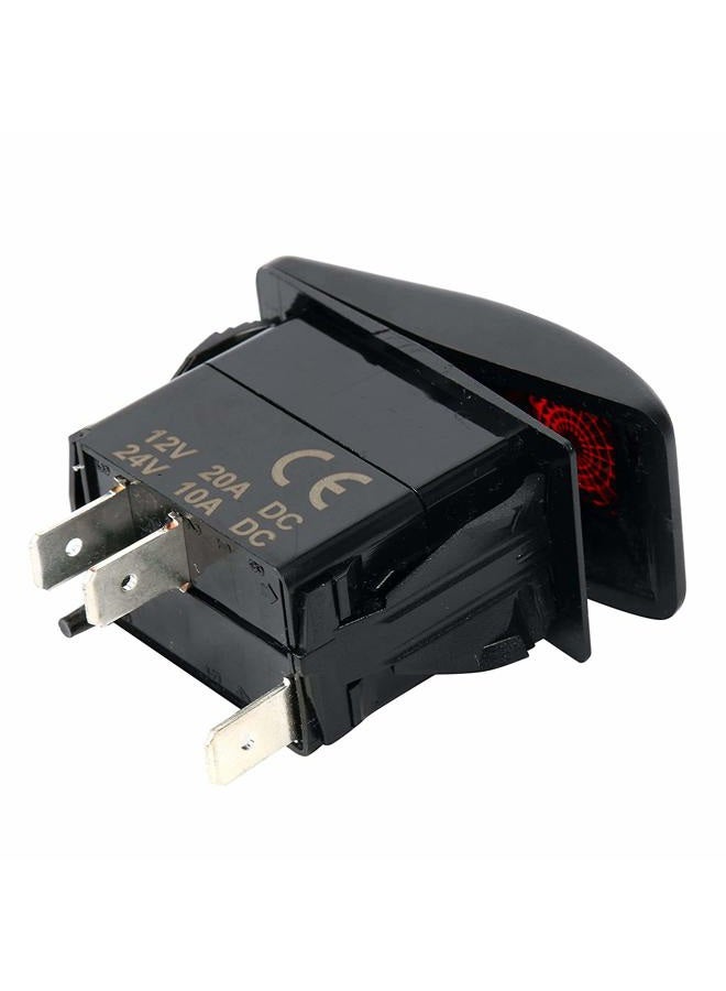 Amarine Made 2 Pack 3P 12V 20A Waterproof Led On/Off Rocker Switch for Marine Boat Spst with Light (Red) - Image 4