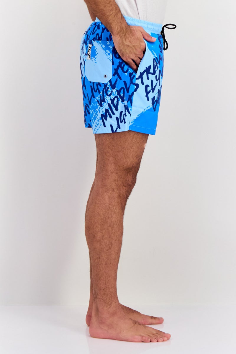 Ufc Men Brand Logo Board Shorts, Blue - Image 2
