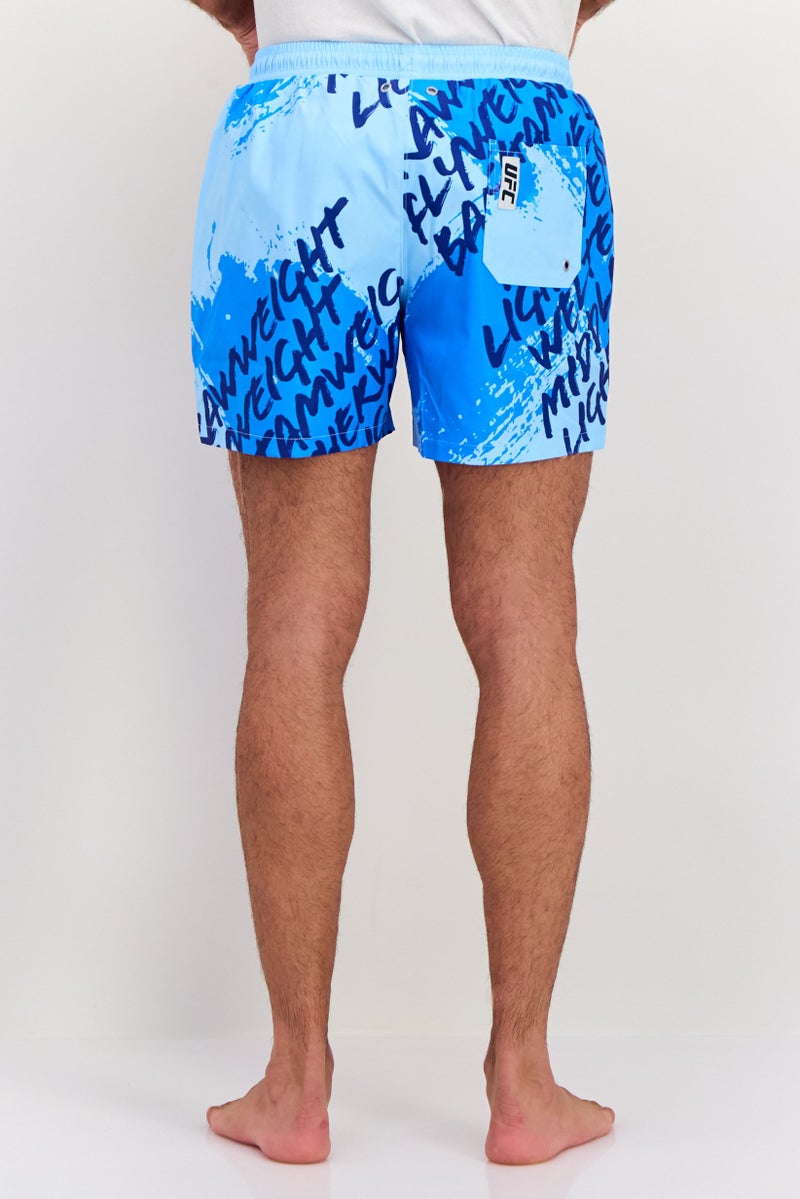 Ufc Men Brand Logo Board Shorts, Blue - Image 3