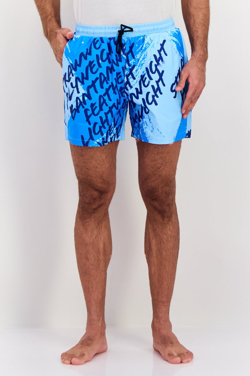 Ufc Men Brand Logo Board Shorts, Blue - Image 1
