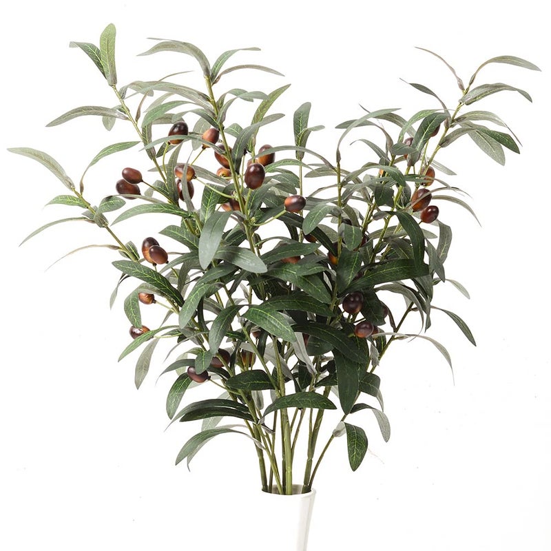 Olive Branches Stems 3pcs Artificial Plants Olive Branch Leaves Fake Fruits Silk Plants