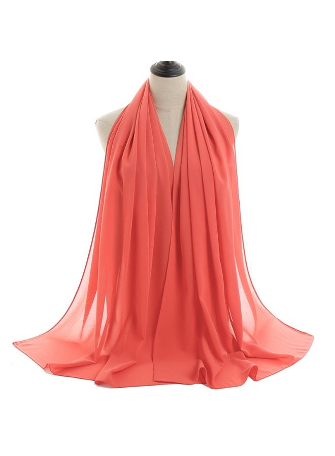 Solid Color Chiffon Hijab Scarf - Soft Lightweight Breathable Headscarf for Muslim Women, Daily & Ramadan Wear