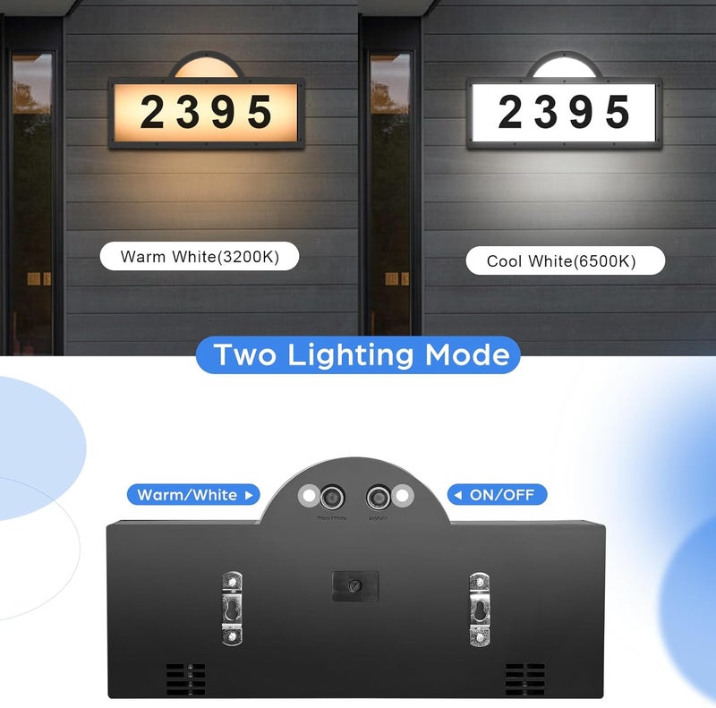 INDARUN Solar Address Numbers for House, Light Up House Numbers with Cool White & Warm White, House Number Plaque Wall Mounted/In Ground, Waterproof Yard Sign, Street Signs for Outside - Image 4