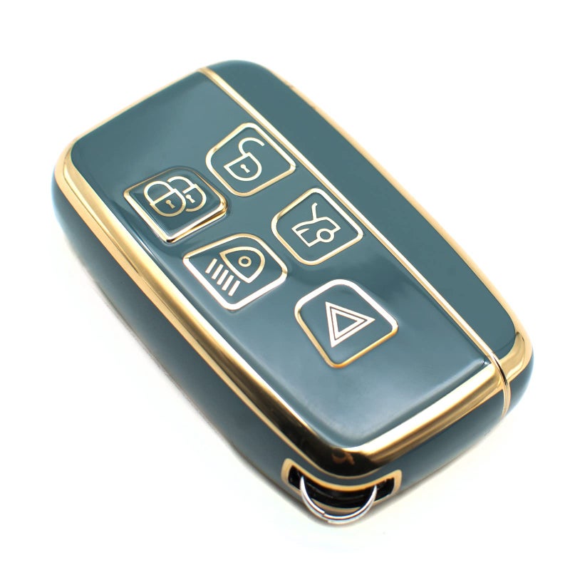 FEYOUN Key Fob Cover Compatible with Jaguar FPace FType XE XF XJ Land Rover Discovery Range Rover Smart 5 Buttons TPU Remote Keyless Key Fob Case Protection Shell Accessories Blue Gray - Image 3