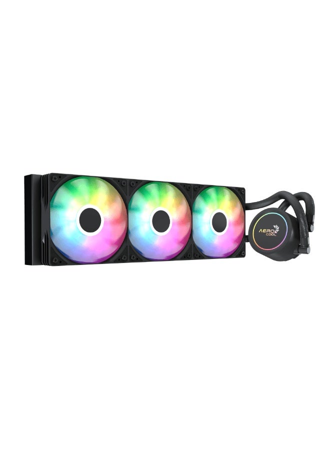 AeroCool Abyss L360R 360mm ARGB Liquid CPU Cooler 320W TDP High Performance Cooling Copper Micro-Channel Water Block PWM RGB Fans 81.5CFM Intel LGA1851/1700/1200/115X AMD AM5/AM4 Silent Pump 18dB 16.8M ARGB Lighting Integrated Fan Frame Gaming PC Cooling System Black/White - Image 1