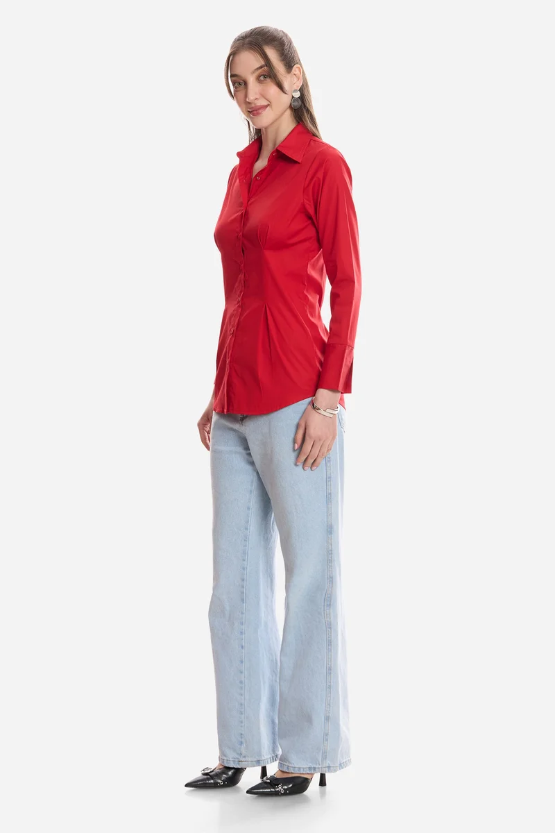Virgio  Solid Cotton Slim Fit Shirt for Women for Women | Best Price UAE