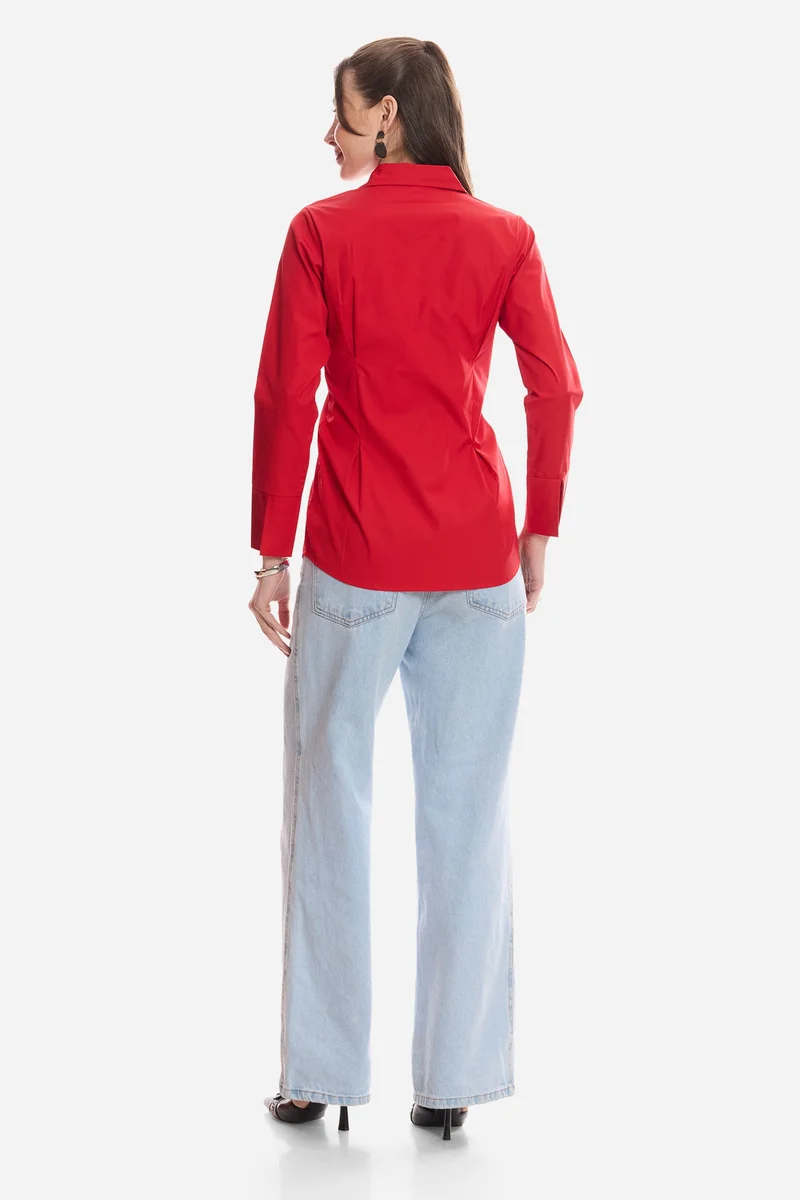 Virgio  Solid Cotton Slim Fit Shirt for Women for Women | Best Price UAE