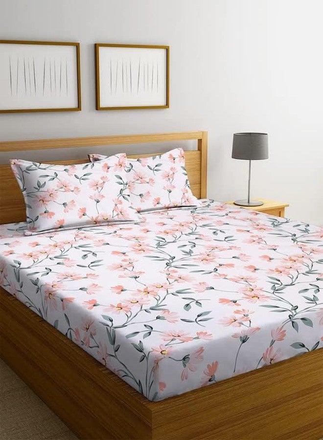 TARAIN COLLECTION Cotton Elastic Fitted Bedsheet with 2 Pillow Covers 18x28 InchesBedsheet Size - 72x78+10 inches (White) - Image 4