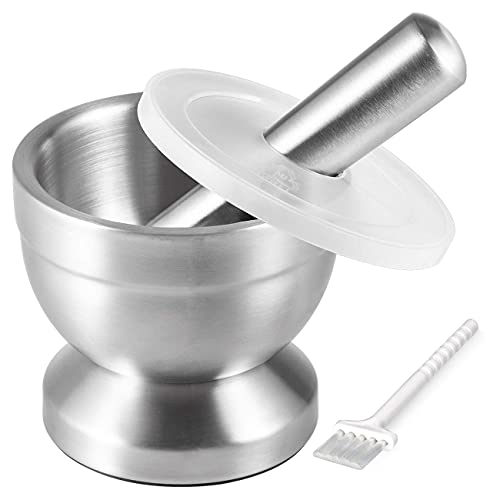Tera 18/8 Stainless Steel Mortar and Pestle,Pill Crusher,Spice Grinder,Herb Bowl,Pesto Powder Food Safe ââ‚¬â€œ Gift Ideal, 1 - Image 1