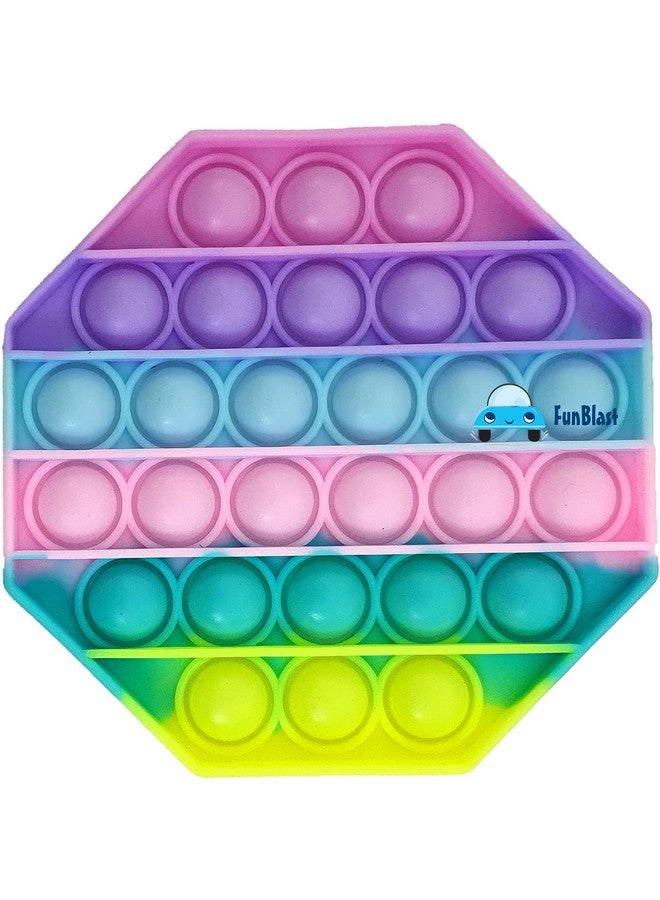 FunBlast Square, Pentagon, Round & Heart Pop It Fidget Toy, Autism Special Needs Silicone Stress Reliever, Squeeze Sensory Toy - Pack of 4 - Image 3
