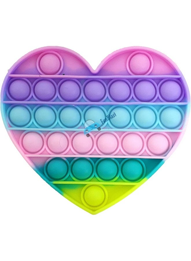 FunBlast Square, Pentagon, Round & Heart Pop It Fidget Toy, Autism Special Needs Silicone Stress Reliever, Squeeze Sensory Toy - Pack of 4 - Image 4