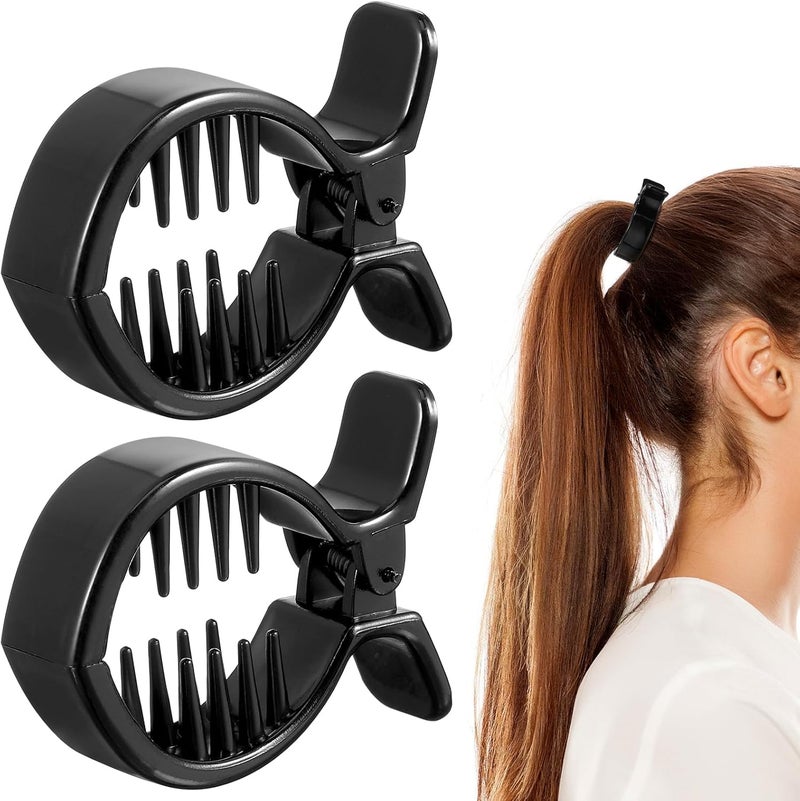 minkissy 4Pcs Matte Ponytail Buckle Hair Clip Nonslip Hair Clips High Ponytail Hair Claw with Tooth for Women Thick Long Hair Black