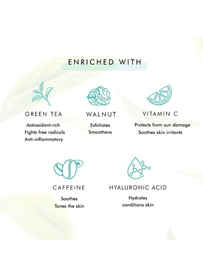 MCaffeine mCaffeine Green Tea Face Scrub with Vitamin C & Walnut for Women & Men | Removes Dirt, Blackheads & Gently Exfoliates Skin | For Oily, Normal, Dry, Combination & Sensitive Skin (100gm)  - Image 4