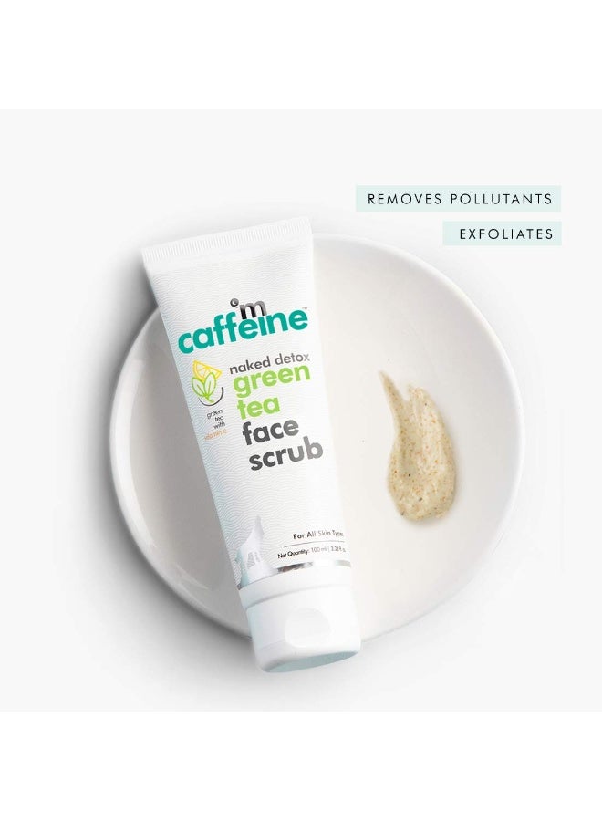 MCaffeine mCaffeine Green Tea Face Scrub with Vitamin C & Walnut for Women & Men | Removes Dirt, Blackheads & Gently Exfoliates Skin | For Oily, Normal, Dry, Combination & Sensitive Skin (100gm)  - Image 2