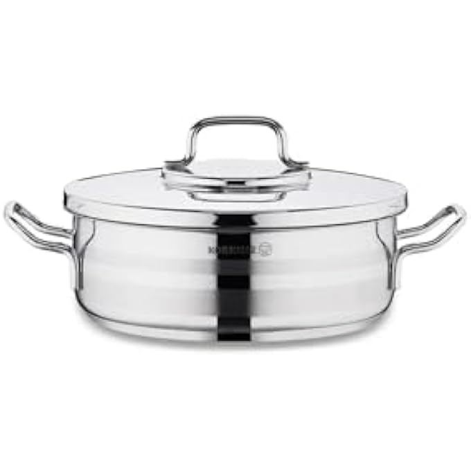 كوركماز طاجن أسترا 2 منخفض 32×9 سم، 7 لتر، قاعدة ساندوتش، قاعدة حث، وعاء من الفولاذ المقاوم للصدأ ثلاثي الطبقات، آمن للاستخدام في غسالة الأطباق، وعاء مرق Ka2041 - Image 2