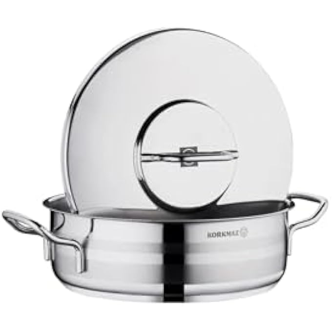 كوركماز طاجن أسترا 2 منخفض 32×9 سم، 7 لتر، قاعدة ساندوتش، قاعدة حث، وعاء من الفولاذ المقاوم للصدأ ثلاثي الطبقات، آمن للاستخدام في غسالة الأطباق، وعاء مرق Ka2041 - Image 3